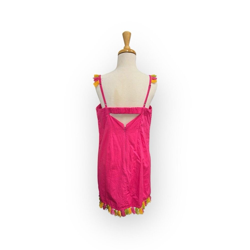 Anthropologie The Hartley Shift Mini Dress Size S Small Pink Fringe - Picture 3 of 7